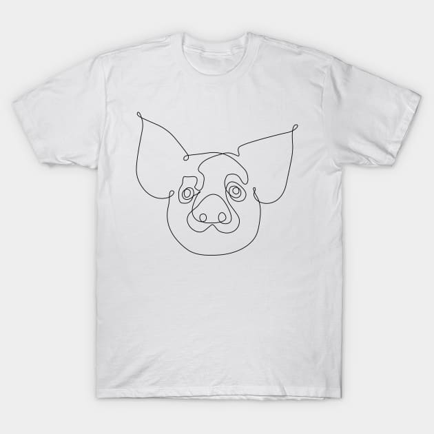 One Line Pig T-Shirt by huebucket